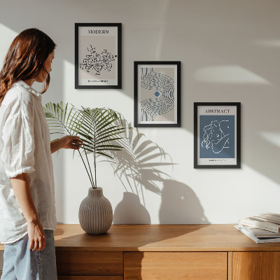 Fotowand Poster mit Blumen, Linien und abstrakten Formen