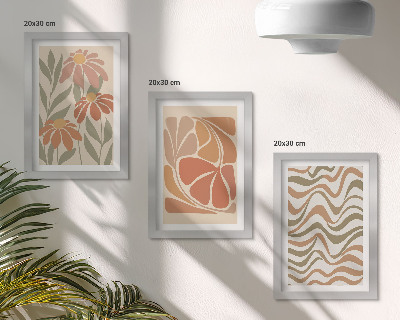 Bilderset mit rahmen Pastellblumen und abstrakte Muster