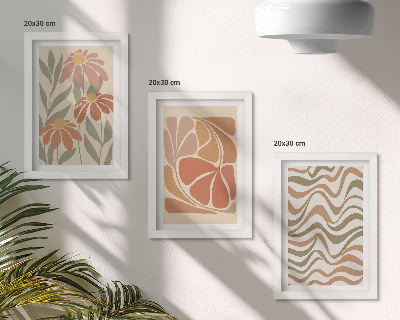 Bilderset mit rahmen Pastellblumen und abstrakte Muster