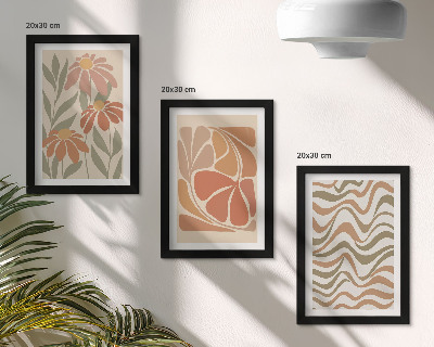 Bilderset mit rahmen Pastellblumen und abstrakte Muster