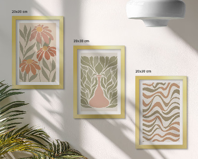 Fotowand Pastellfarbene Blumenillustrationen, wellenförmige Abstraktion