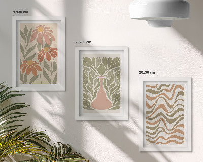 Fotowand Pastellfarbene Blumenillustrationen, wellenförmige Abstraktion