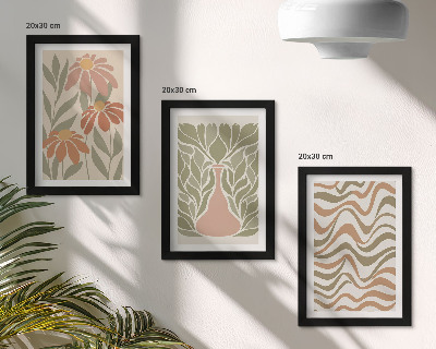 Fotowand Pastellfarbene Blumenillustrationen, wellenförmige Abstraktion