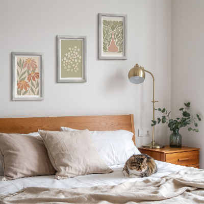Bilderwand Blumenmotive, minimalistische Muster, Boho-Stil