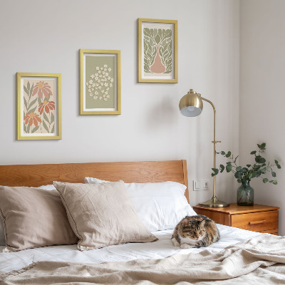 Bilderwand Blumenmotive, minimalistische Muster, Boho-Stil