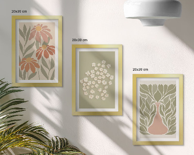 Bilderwand Blumenmotive, minimalistische Muster, Boho-Stil