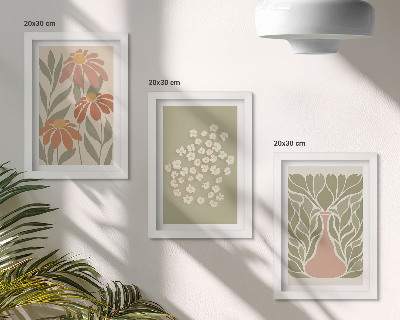 Bilderwand Blumenmotive, minimalistische Muster, Boho-Stil