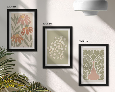 Bilderwand Blumenmotive, minimalistische Muster, Boho-Stil