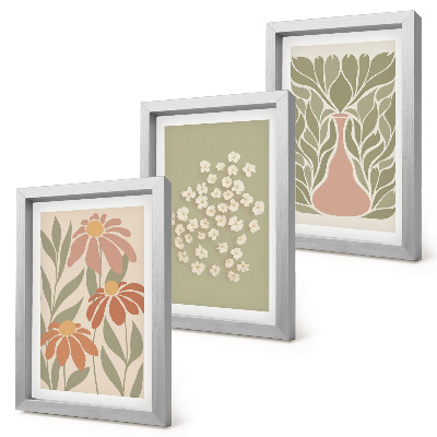 Bilderwand Blumenmotive, minimalistische Muster, Boho-Stil