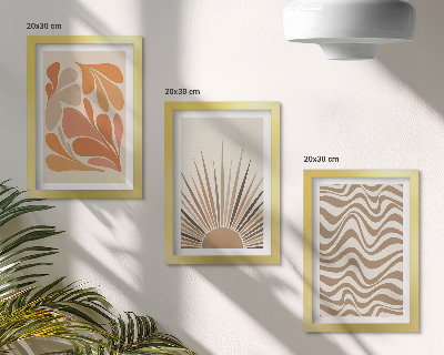 Bilderset mit rahmen Sonne Boho Pastell abstrakte Formen