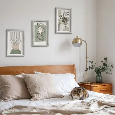 Poster-Set mit geometrischen, abstrakten botanischen Mustern mit Rahmen