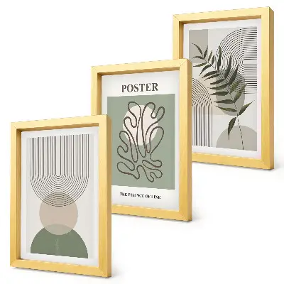 Poster-Set mit geometrischen, abstrakten botanischen Mustern mit Rahmen