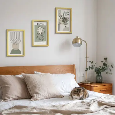 Poster-Set mit geometrischen, abstrakten botanischen Mustern mit Rahmen