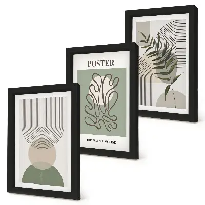 Poster-Set mit geometrischen, abstrakten botanischen Mustern mit Rahmen
