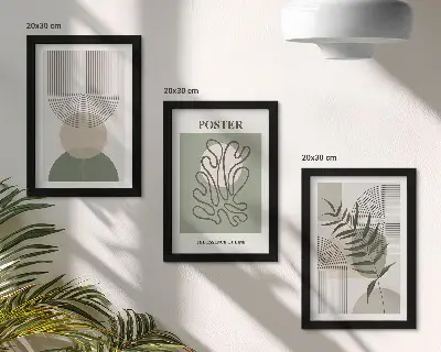 Poster-Set mit geometrischen, abstrakten botanischen Mustern mit Rahmen