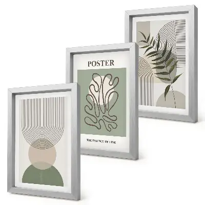 Poster-Set mit geometrischen, abstrakten botanischen Mustern mit Rahmen