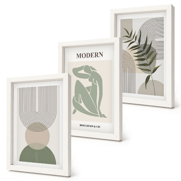Fotowand Stilvolle Grafiken mit abstrakten Formen und Pflanzen