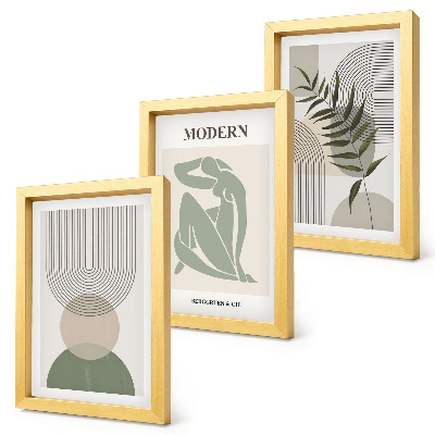Fotowand Stilvolle Grafiken mit abstrakten Formen und Pflanzen