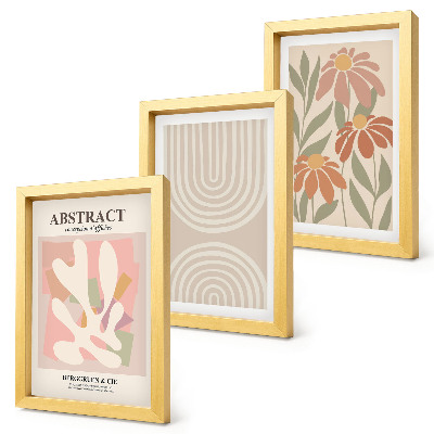 Bilderwand Abstrakte Formen mit Pflanzenmotiven in Pastellfarben