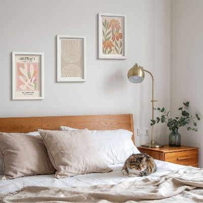 Bilderwand Abstrakte Formen mit Pflanzenmotiven in Pastellfarben