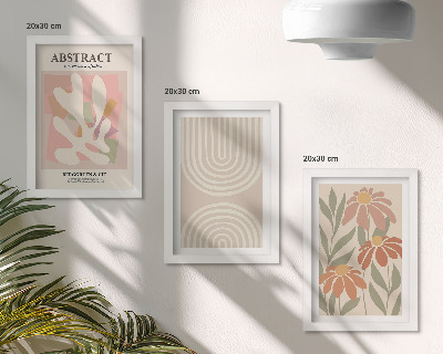 Bilderwand Abstrakte Formen mit Pflanzenmotiven in Pastellfarben