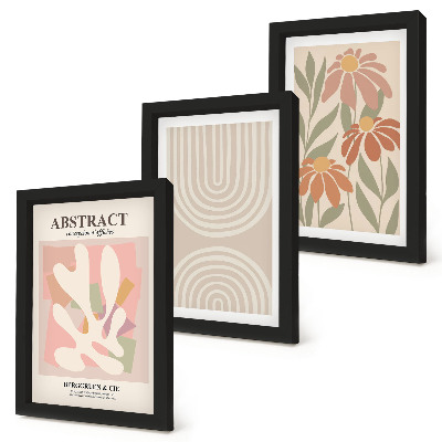 Bilderwand Abstrakte Formen mit Pflanzenmotiven in Pastellfarben