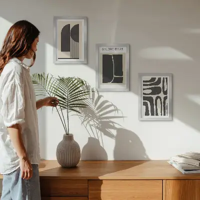 Abstrakte Formen Poster minimalistisches Bilderset mit Rahmen