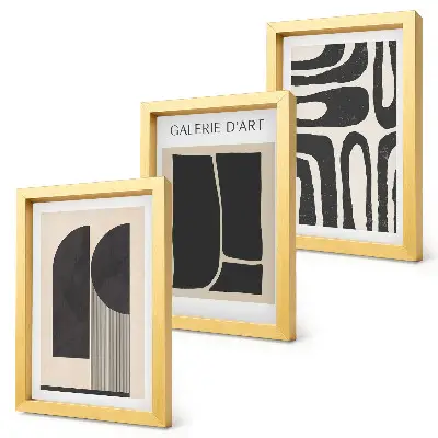 Abstrakte Formen Poster minimalistisches Bilderset mit Rahmen