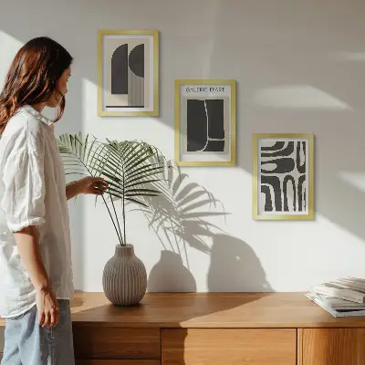 Abstrakte Formen Poster minimalistisches Bilderset mit Rahmen