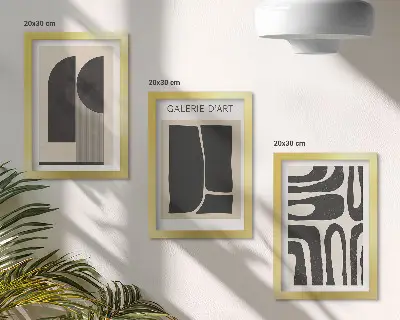 Abstrakte Formen Poster minimalistisches Bilderset mit Rahmen