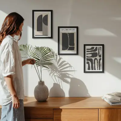 Abstrakte Formen Poster minimalistisches Bilderset mit Rahmen