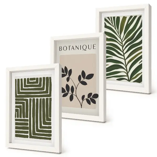 Fotowand mit botanischen Kompositionen im Boho-Minimalismus-Stil