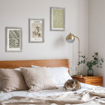 Bilderwand Pflanzenmotive in gedeckten Farben und Mustern