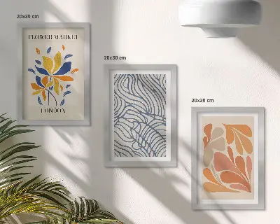 Blumen im modernen Stil mit abstrakten Mustern als gerahmtes Bilderset