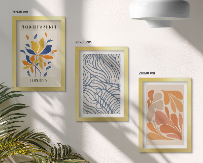 Bilderset mit rahmen Blumen im modernen Stil mit abstrakten Mustern