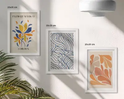 Blumen im modernen Stil mit abstrakten Mustern als gerahmtes Bilderset