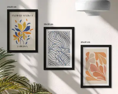 Blumen im modernen Stil mit abstrakten Mustern als gerahmtes Bilderset