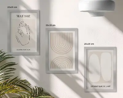 Fotowand mit stilvollen Linien und minimalistischen Formen in neutralen Tönen