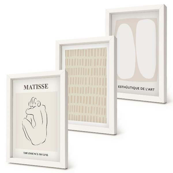 Bilderwand Linien und Formen in Beige- und Weißtönen