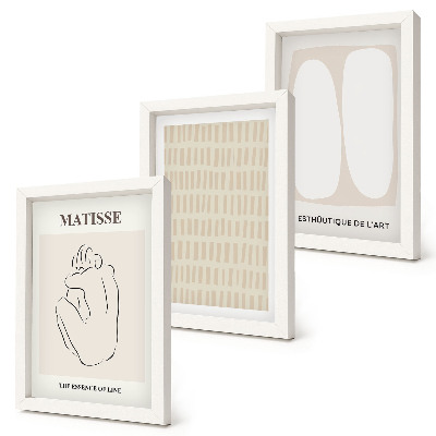 Bilderwand Linien und Formen in Beige- und Weißtönen