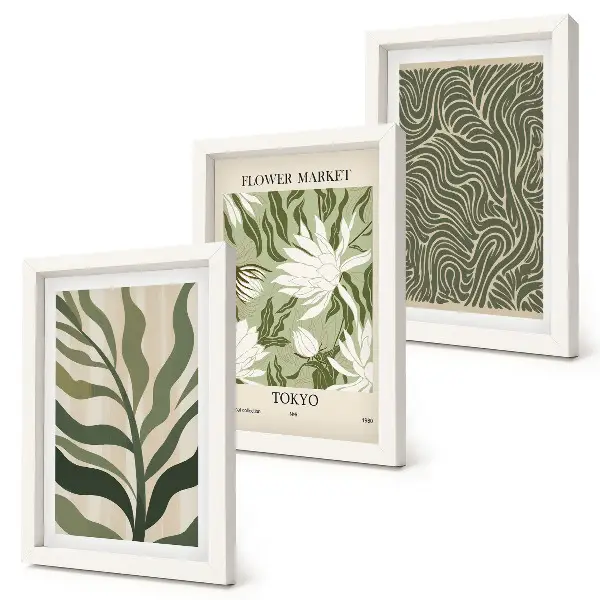 Fotowand mit Pflanzenmuster in botanischem Boho-Stil