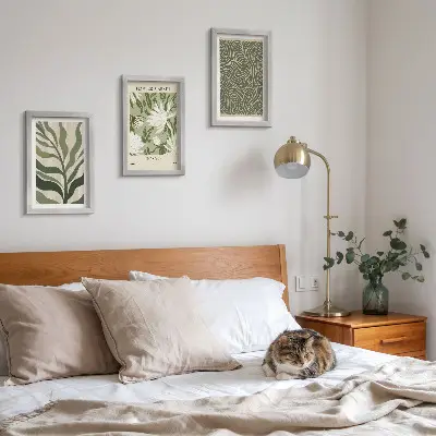 Fotowand mit Pflanzenmuster in botanischem Boho-Stil