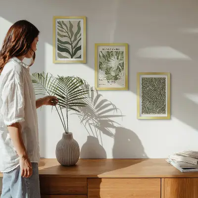 Fotowand mit Pflanzenmuster in botanischem Boho-Stil