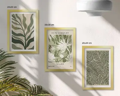 Fotowand mit Pflanzenmuster in botanischem Boho-Stil