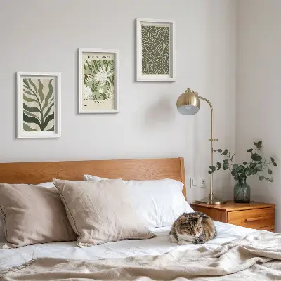 Fotowand mit Pflanzenmuster in botanischem Boho-Stil