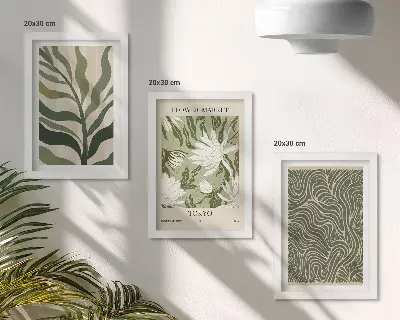 Fotowand mit Pflanzenmuster in botanischem Boho-Stil