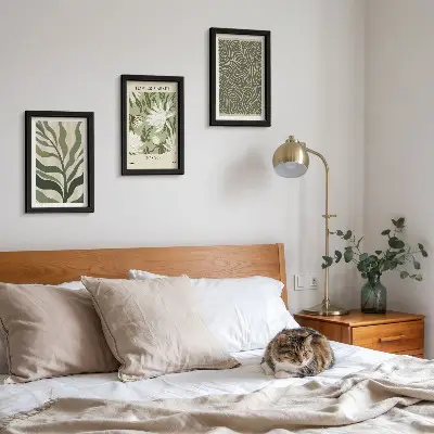 Fotowand mit Pflanzenmuster in botanischem Boho-Stil