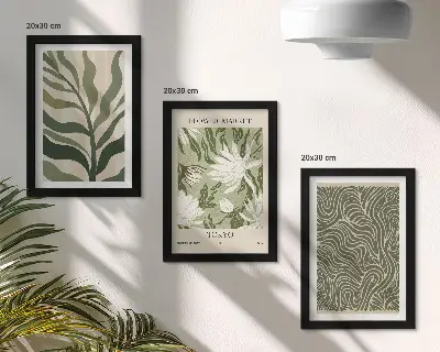 Fotowand mit Pflanzenmuster in botanischem Boho-Stil