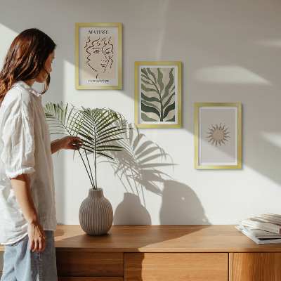 Bilderwand Abstrakte Pflanzenmuster und Linien in gedeckten Farben