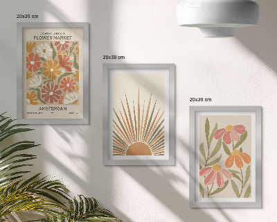 Bilderset mit rahmen Blumen in Pastellfarben im Sonnenlicht